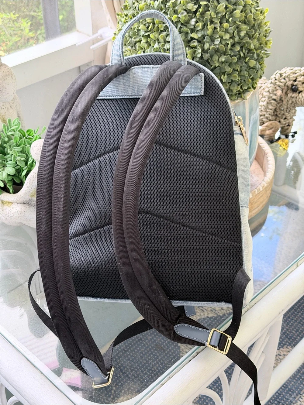 Coach Light Denim Backpack with Worn Details and fun tags - Picture 4 of 8